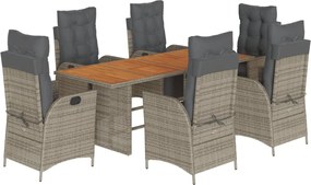 vidaXL Σετ Τραπεζαρίας Κήπου 7 τεμ. Γκρι Συνθ. Ρατάν με Μαξιλάρια