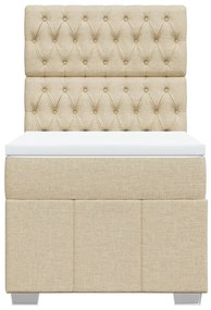 vidaXL Κρεβάτι Boxspring με Στρώμα Κρεμ 90x200 εκ.Υφασμάτινο