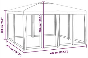 Τέντα Εκδηλώσεων με 8 Τοιχώματα με Δίχτυ Λευκή 4x4 μ. από HDPE - Λευκό