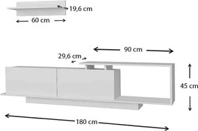Έπιπλο τηλεόρασης Novara λευκό 180x29x45εκ