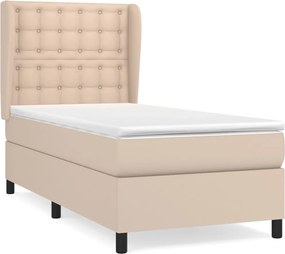 vidaXL Κρεβάτι Boxspring με Στρώμα Καπουτσίνο 90x200εκ.από Συνθ. Δέρμα