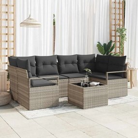 vidaXL Σετ Καναπέ Κήπου 7 pcs Ανοιχτό γκρι, Σκουρό Γκρι