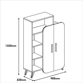Stewehome Ντουλάπι πολλαπλών χρήσεων Λευκό 90x32x132 cm