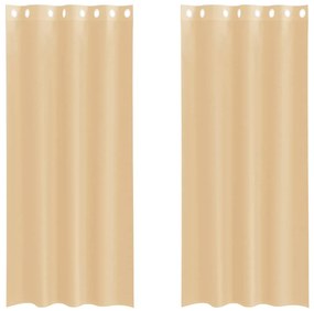 vidaXL Voile κουρτίνες με ροδέλες 2 τεμάχια Χρώμα Άμμου