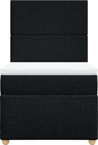 vidaXL Κρεβάτι Boxspring με Στρώμα Μαύρο 100 x 200 εκ. Υφασμάτινο