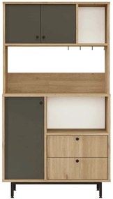 Ντουλάπι Κουζίνας 956LCS3567 88x35,5x161,2cm Oak-Anthracite Μοριοσανίδα, Μέταλλο