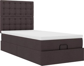 vidaXL Οθωμανικό κρεβάτι με στρώμα σκούρο καφέ 90x190cm ύφασμα
