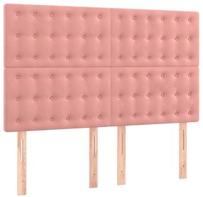 vidaXL Κρεβάτι Boxspring με Στρώμα Ροζ 140x190 εκ. Βελούδινο