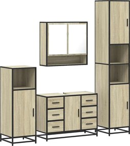 vidaXL Σετ Επίπλων Μπάνιου 4 Τεμαχίων Sonoma Δρυς Επεξεργασμένο Ξύλο