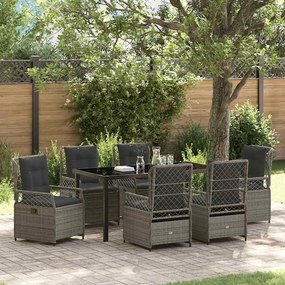 vidaXL Σέτ φαγητού για κήπο 7 pcs Γκρι συνθετικό ρατάν
