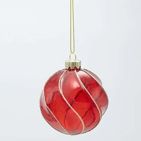 Χριστουγεννιάτικες Μπάλες Glitter (Σετ 4Τμχ) 600-47456 8cm Red