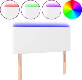 vidaXL Κεφαλάρι Κρεβατιού LED Λευκό 100x5x78/88 εκ. Συνθετ. Δέρμα