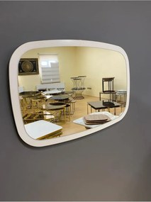 Stewehome Οβάλ καθρέφτης τοίχου από ξύλο για διάδρομο ή μπάνιο Λευκό 45x65x45 cm