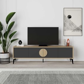 Megapap Έπιπλο Τηλεόρασης Gora Sapphire Oak - Silky Black 180x35,6x51εκ.