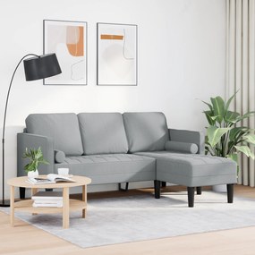 vidaXL Γωνιακός Καναπές 3-Θέσεων Ανοιχτό Γκρι 160 εκ. Υφασμάτινος