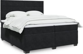 vidaXL Κρεβάτι Boxspring με Στρώμα Μαύρο 200x200 εκ. Βελούδινο