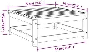 Υποπόδιο Κήπου 70 x 70 x 30 εκ. Επεξ. Ξύλο Πεύκου - Καφέ