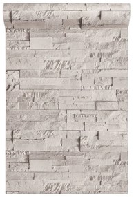 vidaXL Ταπετσαρία 3D με Σχέδιο Πέτρας Κρεμ 10x0,53μ Non-woven