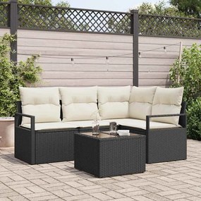 vidaXL Σετ Καναπέ Κήπου 5 pcs Μαύρο Πολυ ράταν