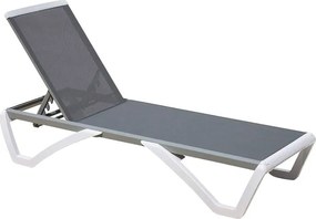 SUMMER K/D Ξαπλώστρα Αλουμίνιο Ανθρακί, PP Άσπρο - Textilene Γκρι   1τμχ