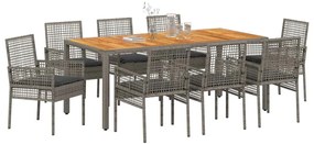 vidaXL Σέτ φαγητού για κήπο 9 pcs Γκρι συνθετικό ρατάν
