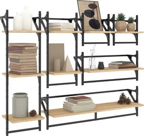 vidaXL Ράφια Τοίχου Σετ 6 τεμ. με Μπάρες Sonoma Δρυς από Επεξεργ. ξύλο