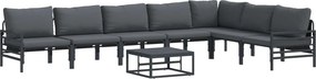 vidaXL Σετ Καναπέ Κήπου με μαξιλάρι 8 pcs Μαύρο Ατσάλι