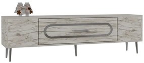 Έπιπλο Τηλεόρασης Dekop 475OLV3032 150x29,6x48,2cm Marble Effect White-Silver