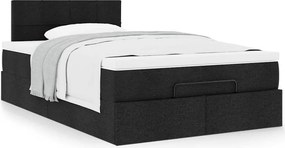 vidaXL Οθωμανικό κρεβάτι με στρώμα Μαύρο 120x200cm Ύφασμα