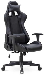 Καρέκλα γραφείου Gaming Alonso Megapap από τεχνόδερμα χρώμα μαύρο 67x70x125/135 εκ.