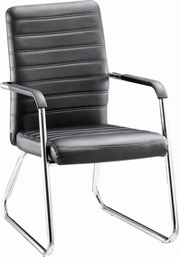 COLLET Πολυθρόνα Γραφείου Επισκέπτη Μέταλλο Χρώμιο, Pu Μαύρο   4τμχ
