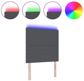 vidaXL LED κεφαλάρι με φώτα λωρίδας LED Σκούρο γκρι 80 cm ύφασμα