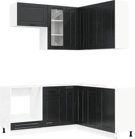 vidaXL Μονάδα κουζίνας PORTO 8 pcs Μαύρο Επεξεργασμένο Ξύλο