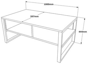 Τραπέζι σαλονιού Honora pakoworld oak-μαύρο 100x60x44,5εκ