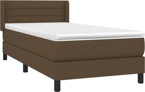 vidaXL Κρεβάτι Boxspring με Στρώμα Σκούρο Καφέ 90x200 εκ. Υφασμάτινο