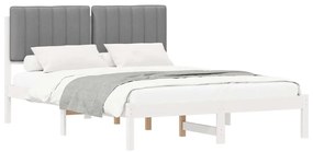 vidaXL Σκελετός Κρεβατιού με Επενδεδυμένο Κεφαλάρι Ανοιχτό γκρι