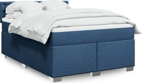 vidaXL Κρεβάτι Boxspring με Στρώμα Μπλε 160x200 εκ. Υφασμάτινο