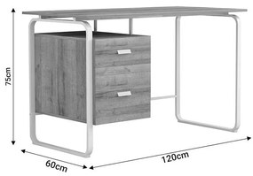 Γραφείο εργασίας με συρτάρια Clarity μελαμίνης φυσικό-λευκό 120x60x75εκ 120x60x75 εκ.