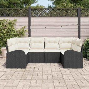 vidaXL Σετ Καναπέ Κήπου με μαξιλάρι 6 pcs Μαύρο Πολυ Ρατάν