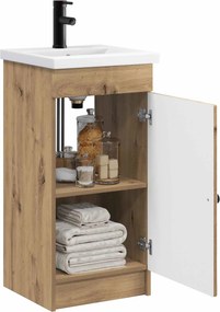 vidaXL Καθρέφτης μπάνιου με νιπτήρα Artisan Δρυς 42 x 40 x 84,5 εκ