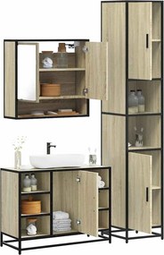 vidaXL Σετ Επίπλων Μπάνιου 3 Τεμαχίων Sonoma Δρυς Επεξεργασμένο Ξύλο
