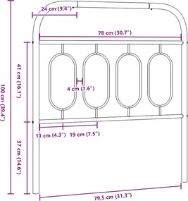 vidaXL Ανταλλακτικό κεφαλάρι Λευκό 80 εκ. Μεταλλικό
