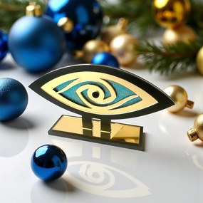 Επιτραπέζιο γούρι οβάλ Μάτι μαύρο χρυσό σε βάση