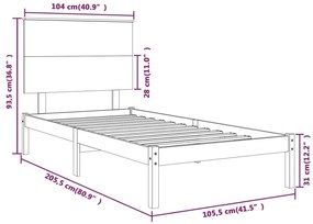 vidaXL Σκελετός Κρεβατιού Χωρίς Στρώμα Λευκό 100x200 εκ. Μασίφ Πεύκο