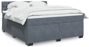 vidaXL Κρεβάτι Boxspring με Στρώμα Σκούρο Γκρι 180x200 εκ. Βελούδινο