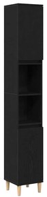 vidaXL Σετ Επίπλων Μπάνιου με συρτάρι 3 pcs Μαύρο 30 x 30 x 180 cm