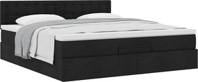 vidaXL Οθωμανικό κρεβάτι με στρώμα Μαύρο 180x200cm Ύφασμα