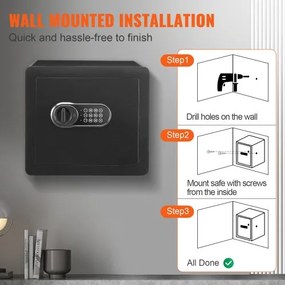VEVOR Safe, 1.2 Cubic Feet Home Safe, Steel Security Safe with Digital Keypad and 2 Keys, Cabinet Safe with Fire-proof Bag, Protect Cash, Gold, Jewelry, Documents for Home, Hotel, 15.8x11.8x13.8 inche