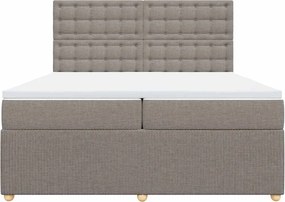 vidaXL Κρεβάτι Boxspring με Στρώμα Taupe 200x200 εκ. Υφασμάτινο