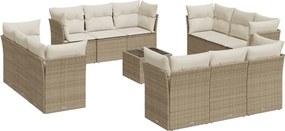 vidaXL Σετ Καναπέ Κήπου 13τεμ Μπεζ Συνθ. Ρατάν με Μαξιλάρια